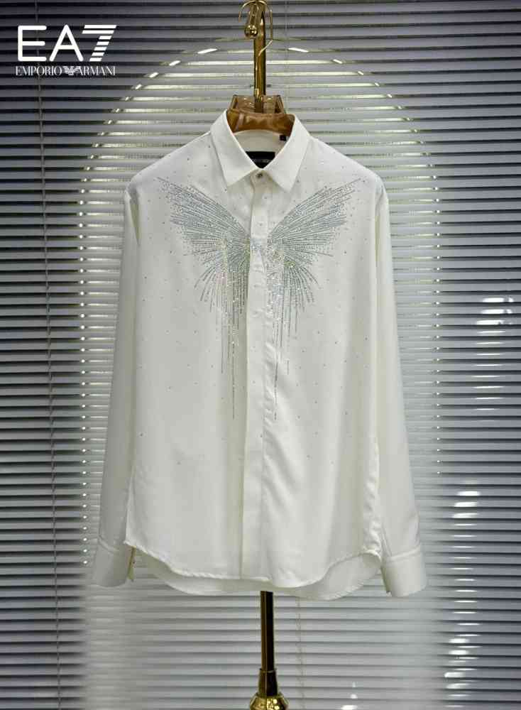 Emporio Armani butterfly Print White Premium Shirt-thumb-0