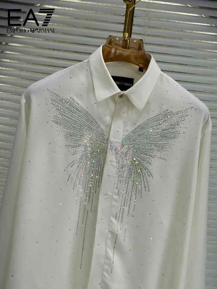 Emporio Armani butterfly Print White Premium Shirt-thumb-1