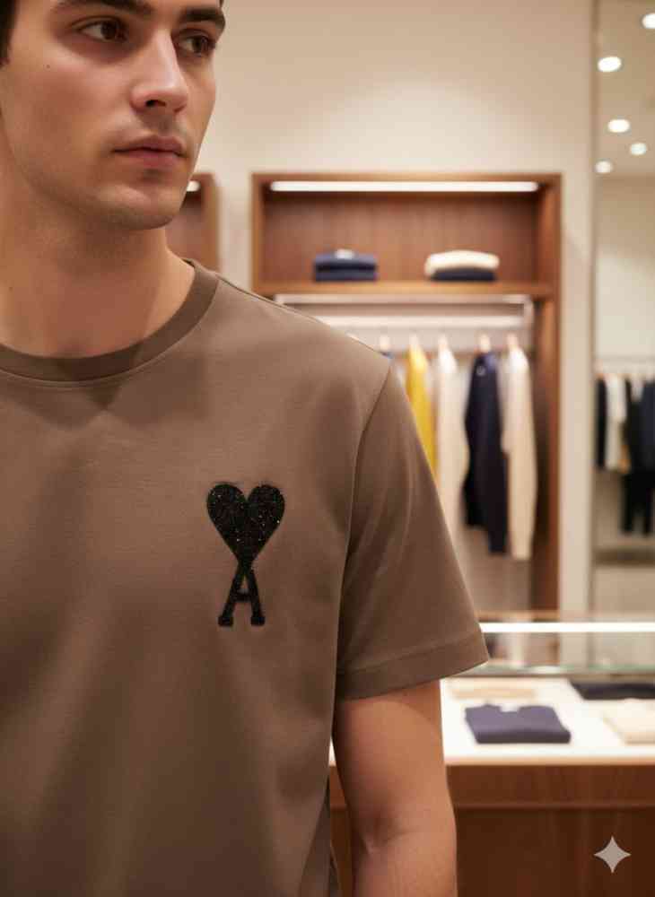 Ami Brown Premium Quality Heart Logo T-shirt-thumb-3