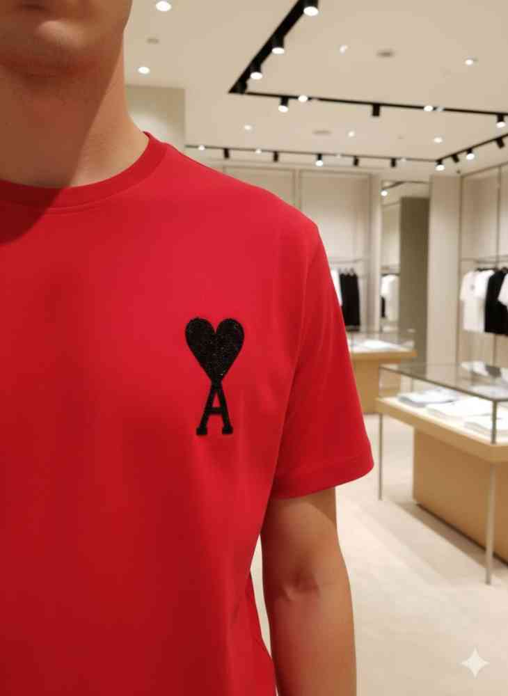 Ami Red Premium Quality Heart Logo T-shirt-thumb-4