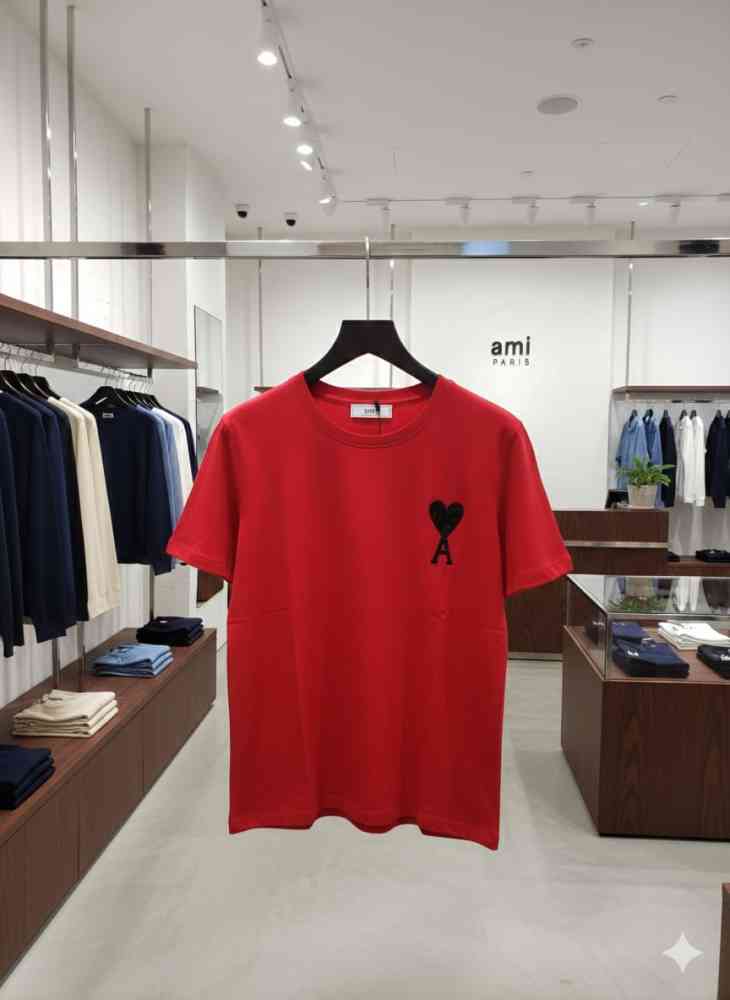 Ami Red Premium Quality Heart Logo T-shirt-thumb-2