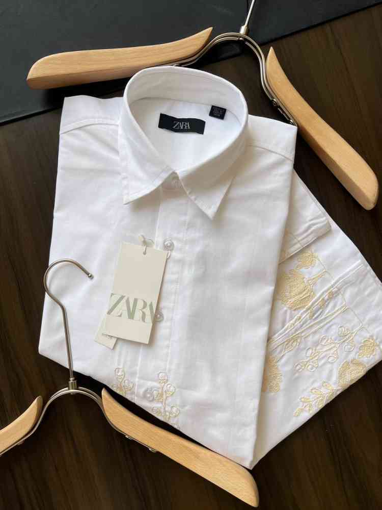 Zara White Premium Qaulity Cotton Shirt-thumb-1