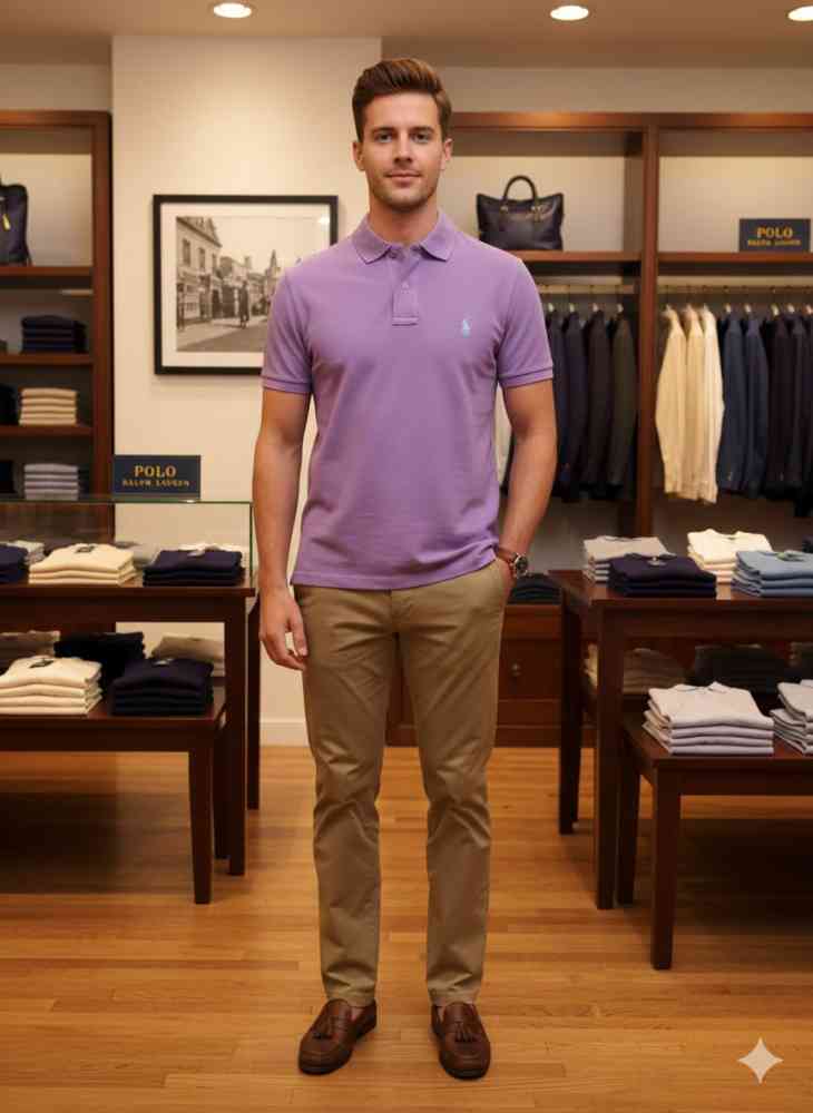 Ralph Lauren Purple Premium Collar T-shirt-thumb-0