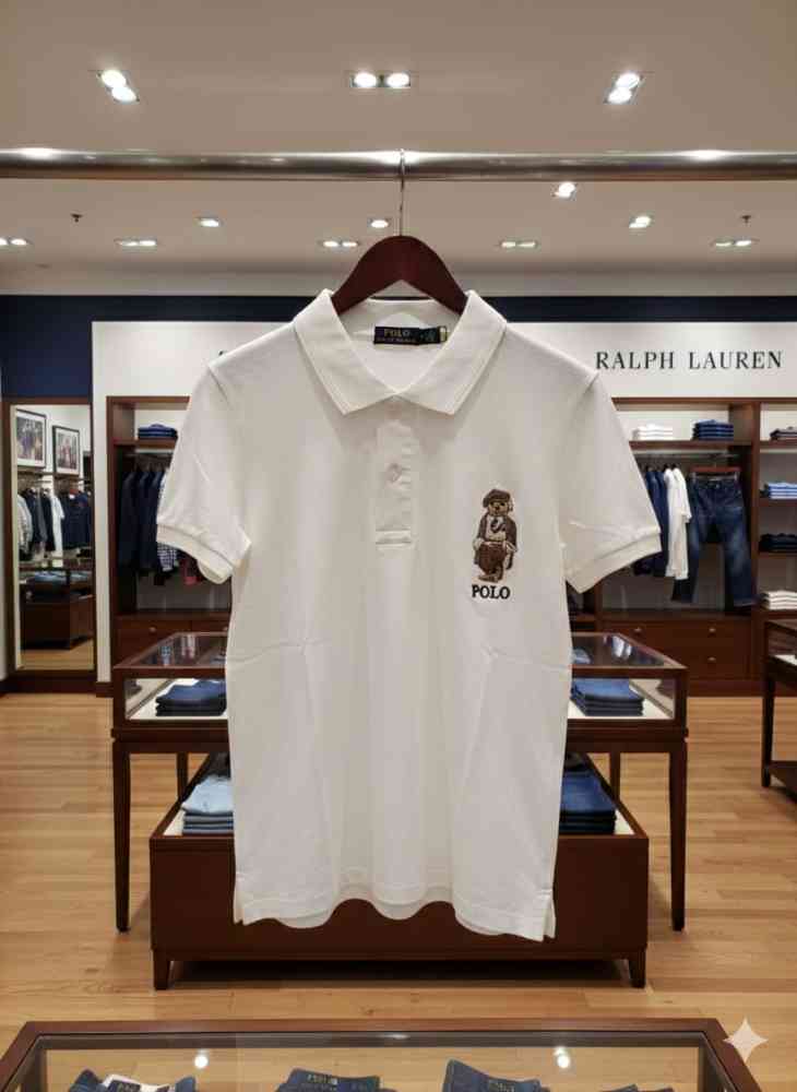 White Ralph Lauren Red Premium Collar T-shirt