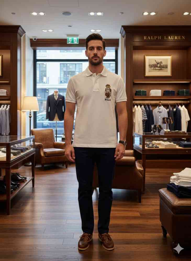 Ralph Lauren White Premium Collar T-shirt-thumb-2