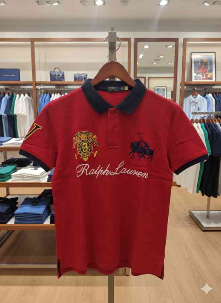 Ralph Lauren Red Premium Collar T-shirt-thumb-4
