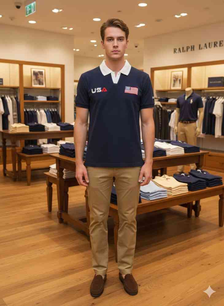 Blue Ralph Lauren Red Premium Collar T-shirt