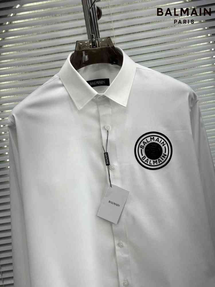 Balmain Embroidered White Premium Cotton Shirt-thumb-2