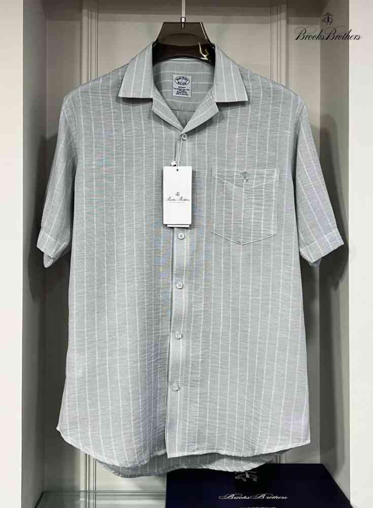 Grey Brooks Brothers Green Premium Cotton Shirt