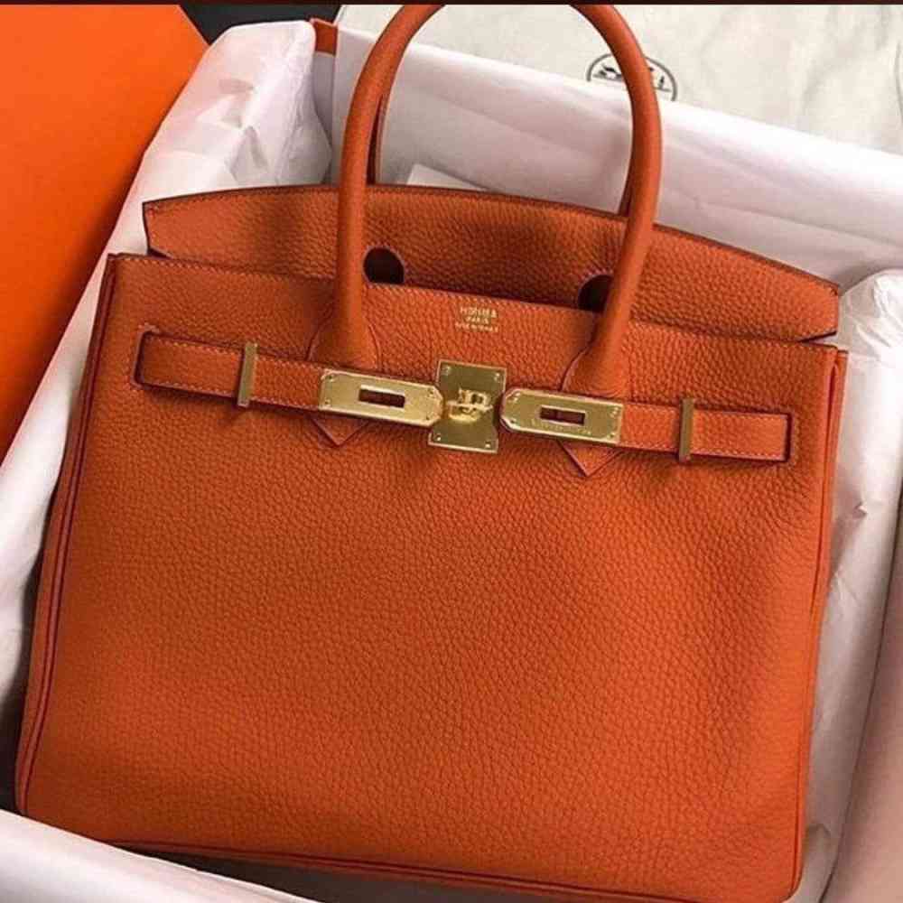 Orange Hermes Birkin Grey Premium Quality Bag