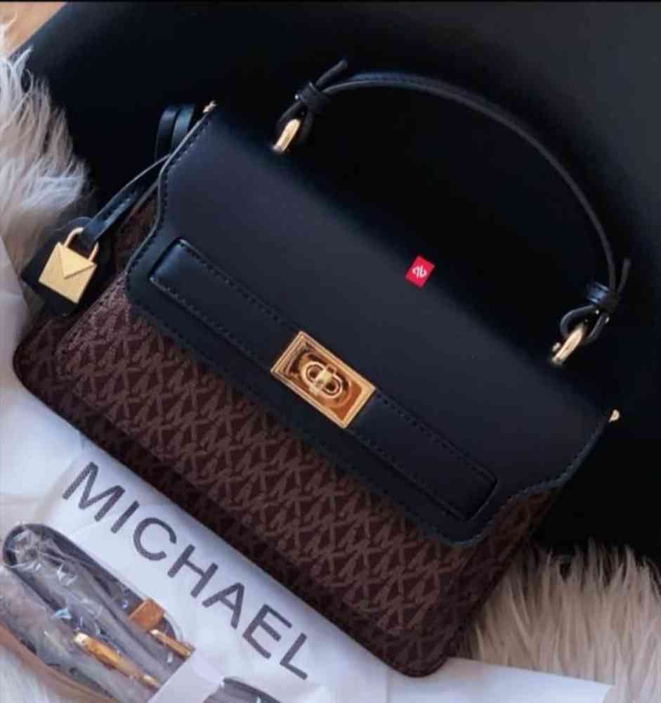 Black Michael Kors Kelly White Top Handle Bag