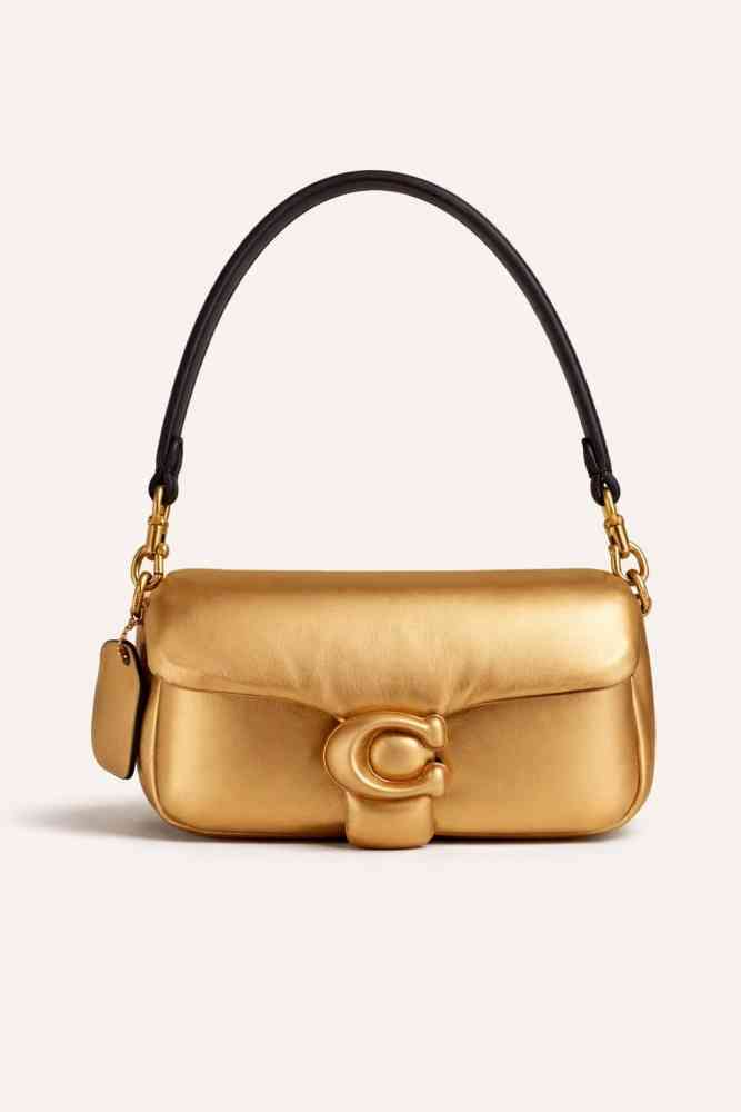 Golden Coach Tabby Puffy Silver Shoulder Bag