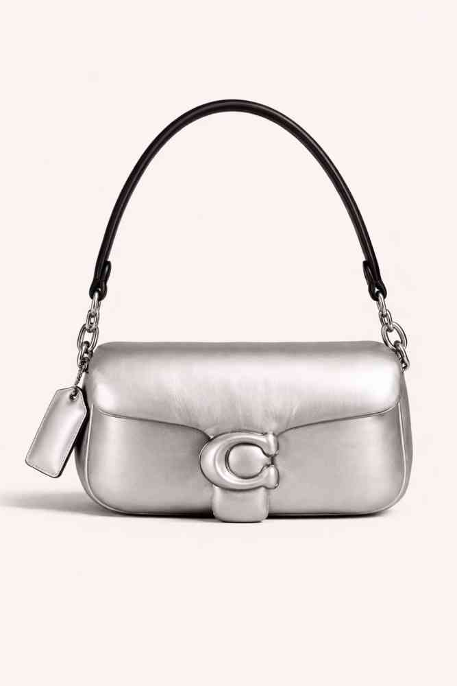 Coach Tabby Puffy Silver Shoulder Bag-thumb-0