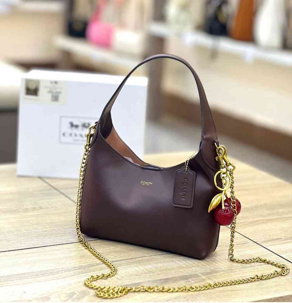 Dark Brown Coach Authentic Brooklyn Brown Shoulder Bag