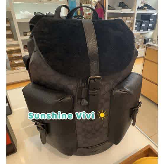 Coach Highend Black Leather Backpack-1