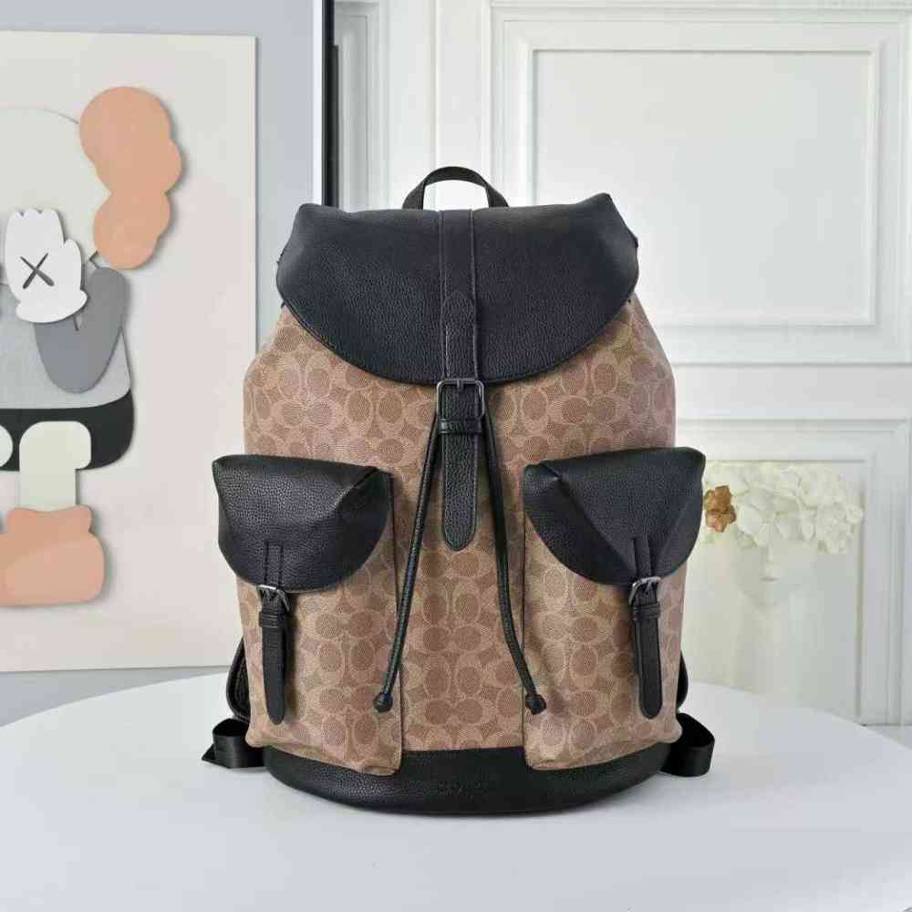 Coach Highend Beige Leather Backpack-thumb-1