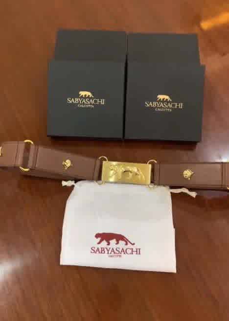 Sabyasachi Royal Bengal Brown Tiger Logo Belt-thumb-0
