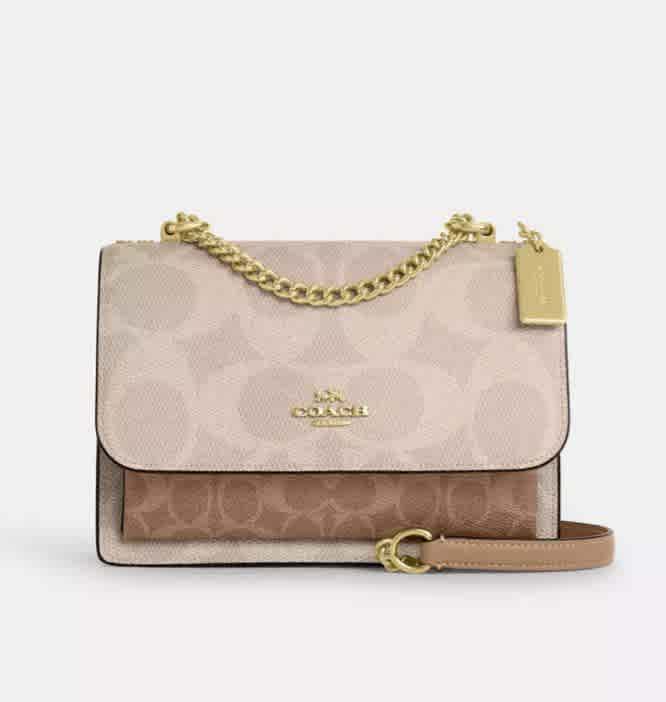 Cream Coach Klare Town Pink Sling Bag