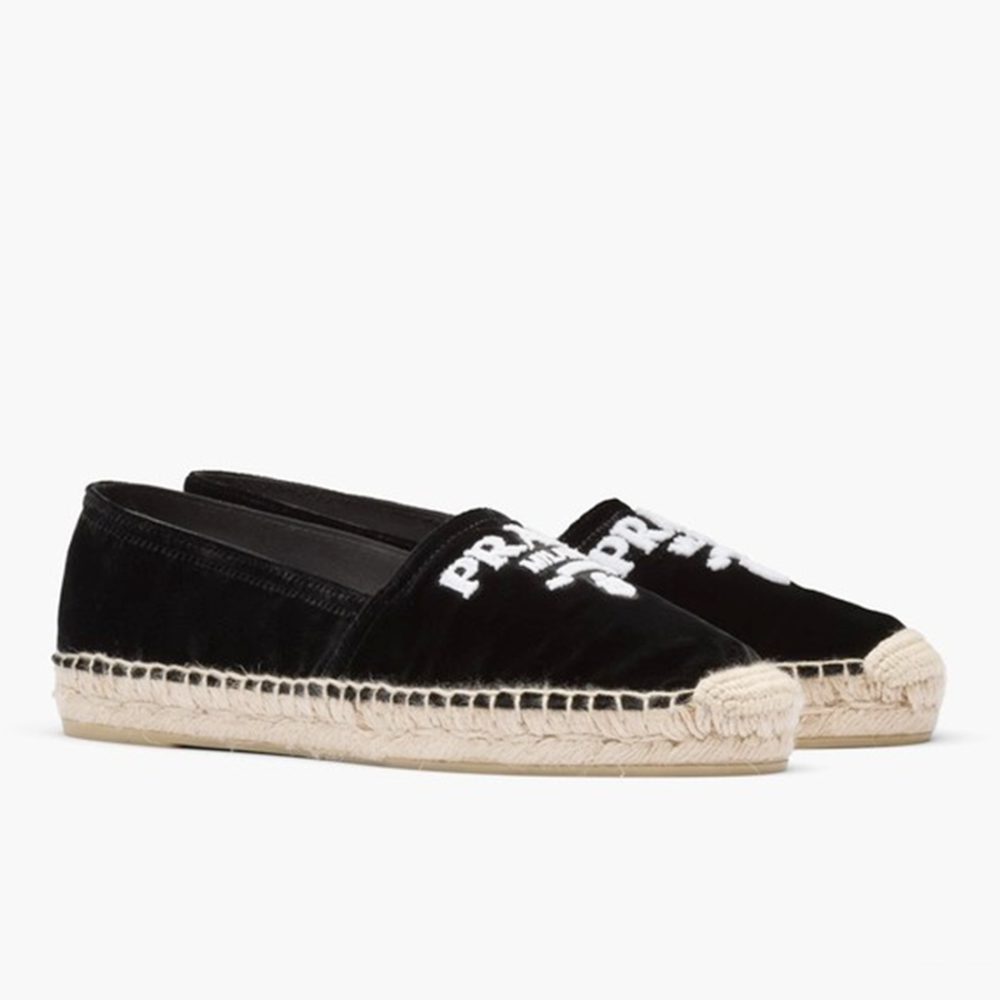 Prada Velvet Black Straw Shoes-1