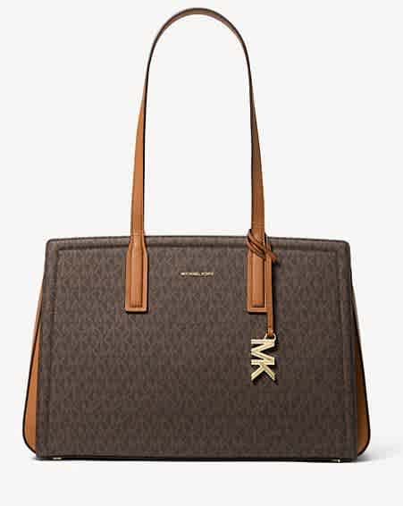Michael Kors Logo Voyager Brown Tote Bag-thumb-0