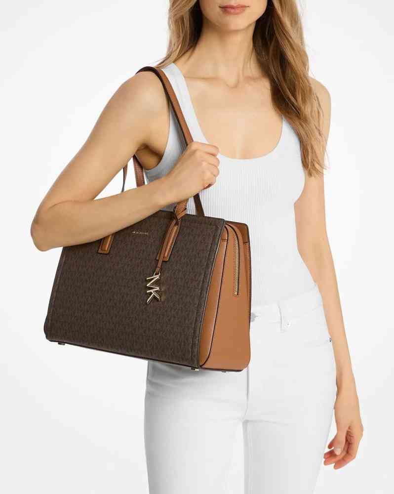 Michael Kors Logo Voyager Brown Tote Bag-thumb-1