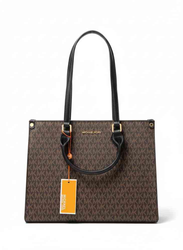 Black Michael Kors On The Go Series White Top Handle Bag