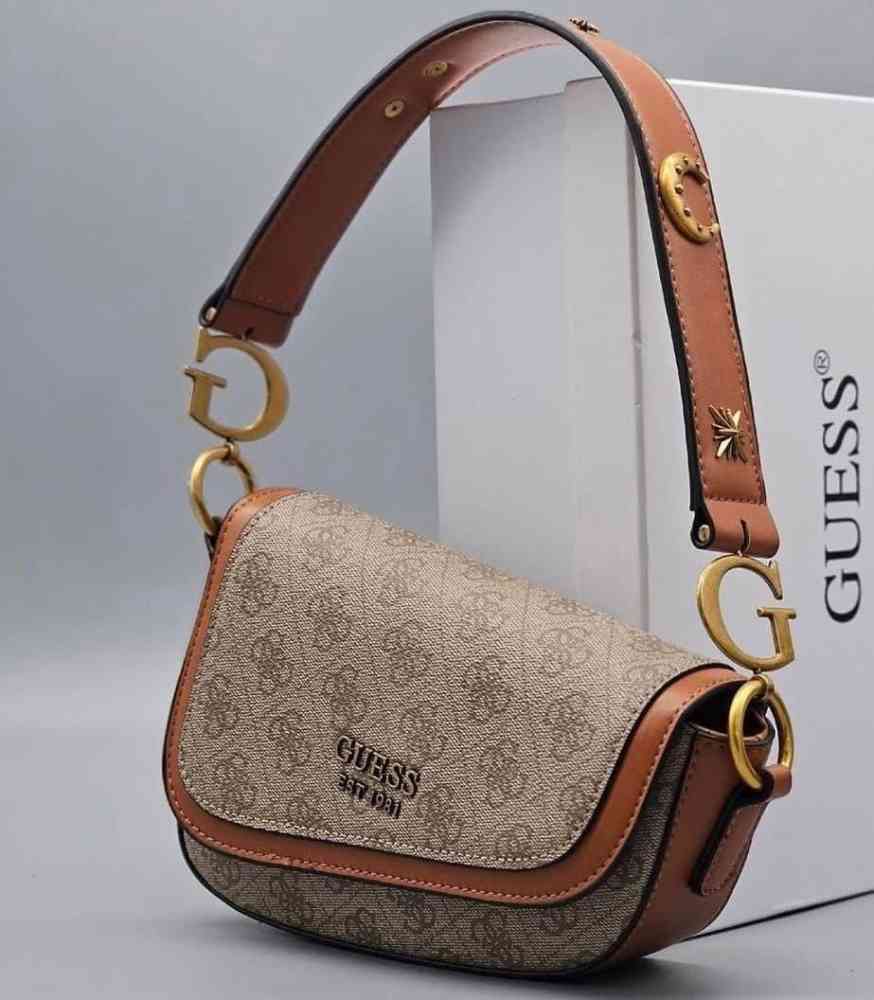 Brown & Golden Guess Noelle Golden Crossbody Bag