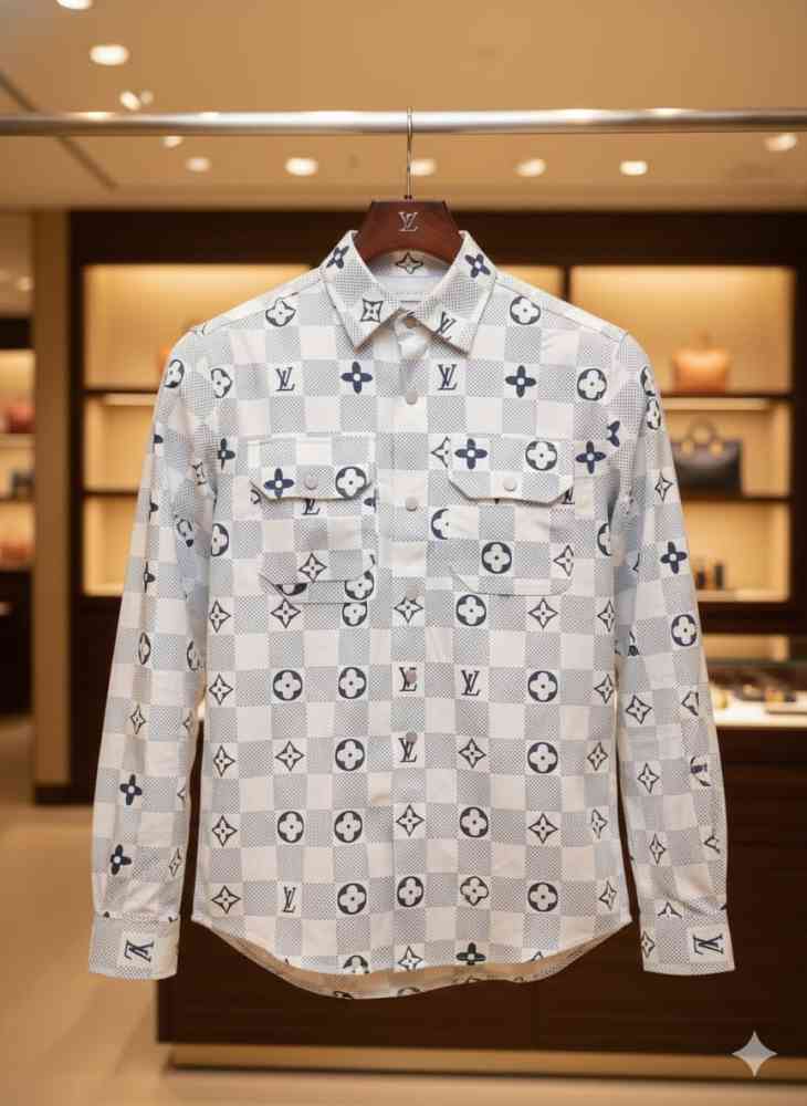 Louis Vuitton Monogram White Premium Cotton Shirt-thumb-3