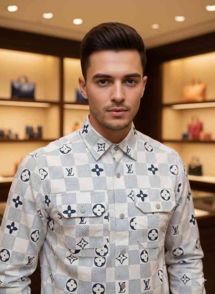 Louis Vuitton Monogram White Premium Cotton Shirt-thumb-2