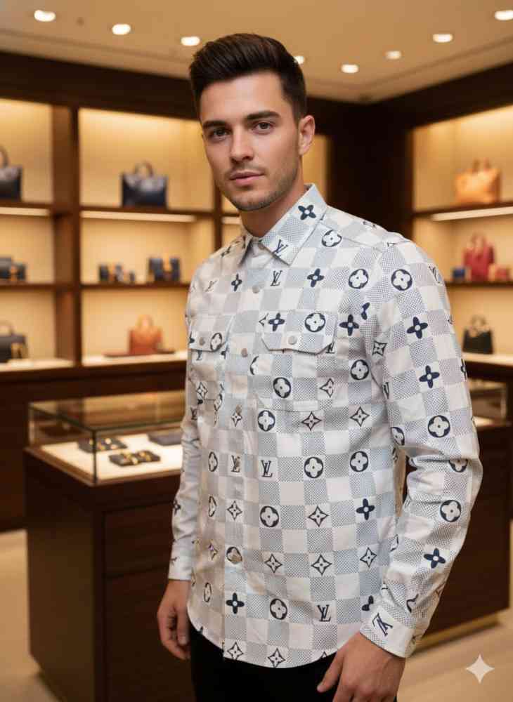 Louis Vuitton Monogram White Premium Cotton Shirt-thumb-0