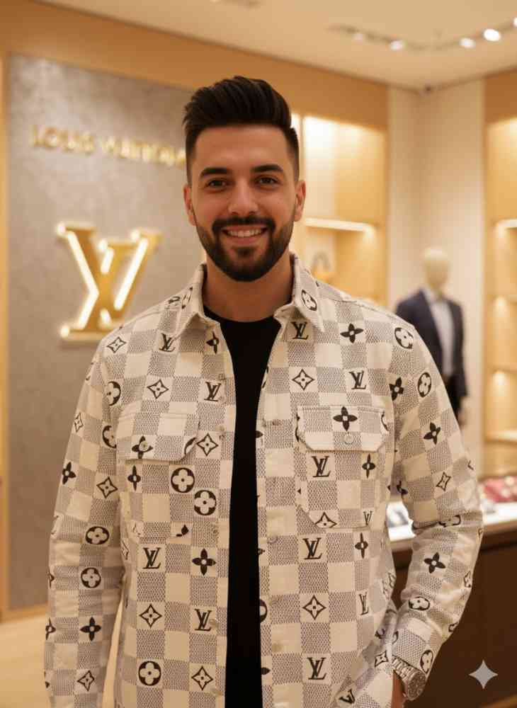 Cream Louis Vuitton Monogram White Premium Cotton Shirt