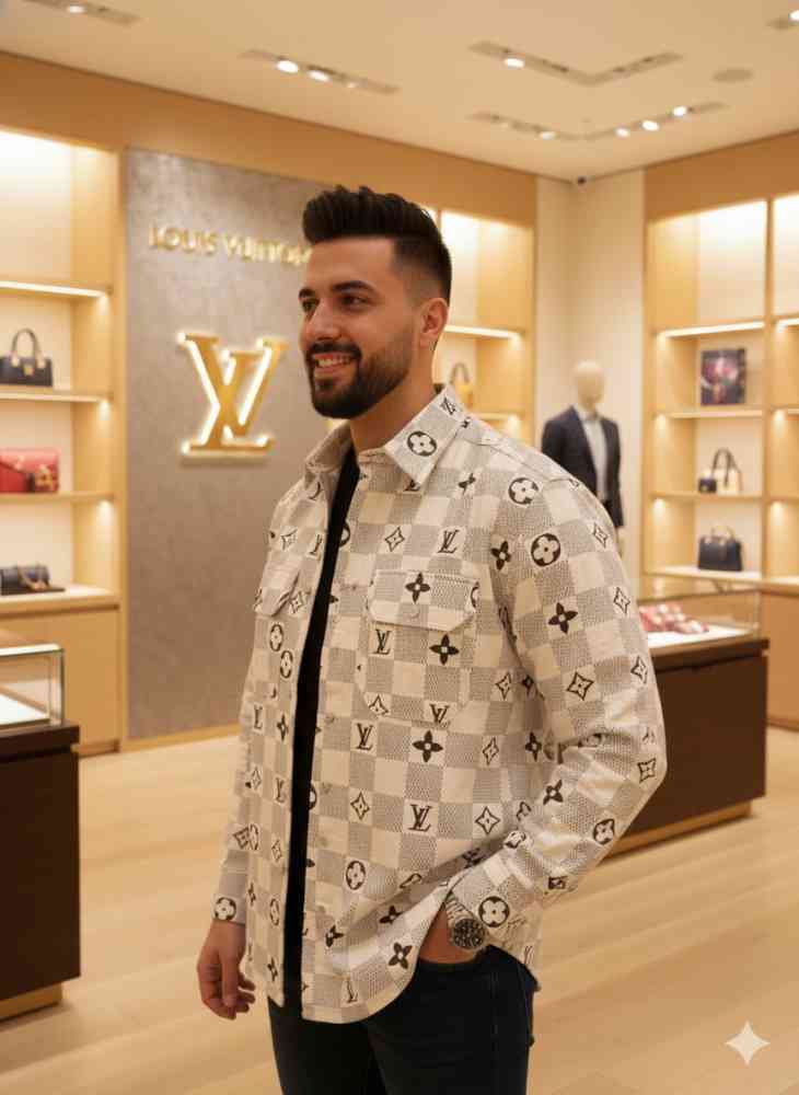 Louis Vuitton Monogram Cream Premium Cotton Shirt-thumb-2