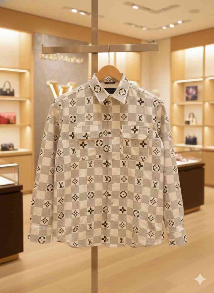 Louis Vuitton Monogram Cream Premium Cotton Shirt-thumb-4