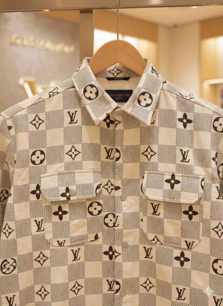 Louis Vuitton Monogram Cream Premium Cotton Shirt-thumb-5