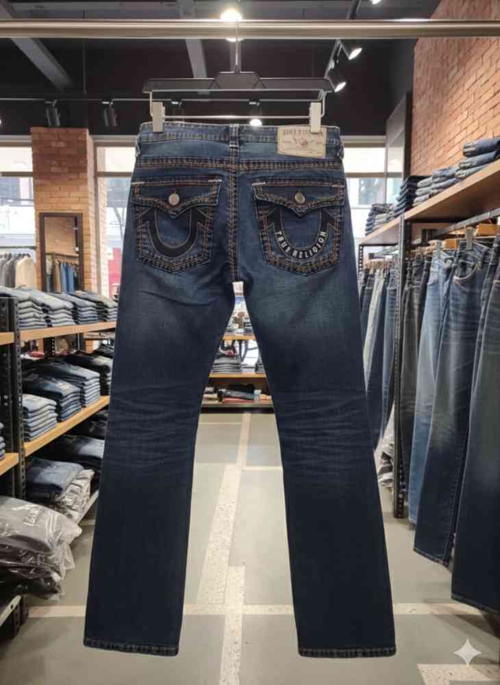 True Religion Dark Blue Premium Quality Denim Jeans-thumb-1