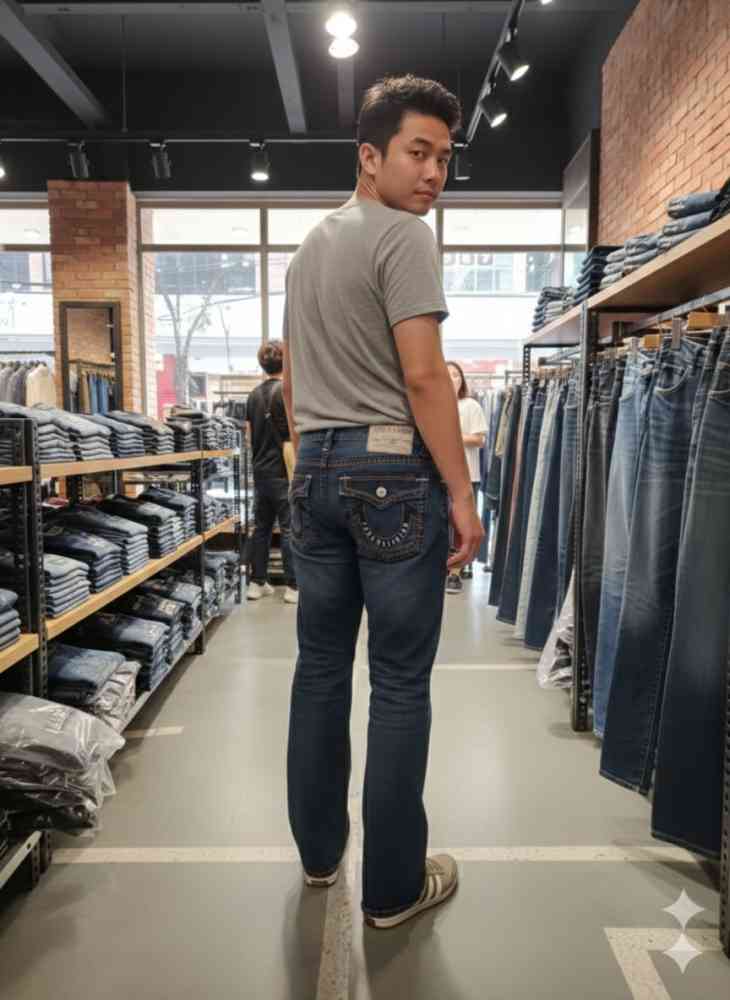 True Religion Dark Blue Premium Quality Denim Jeans-thumb-3