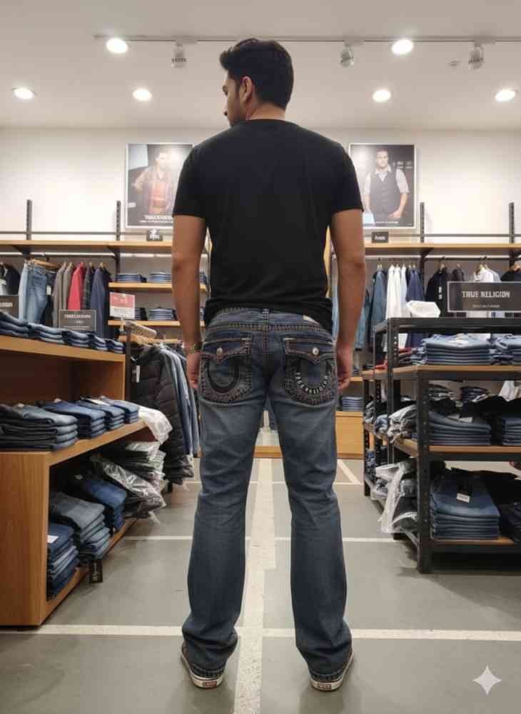 True Religion Light Blue Premium Quality Denim Jeans-thumb-3