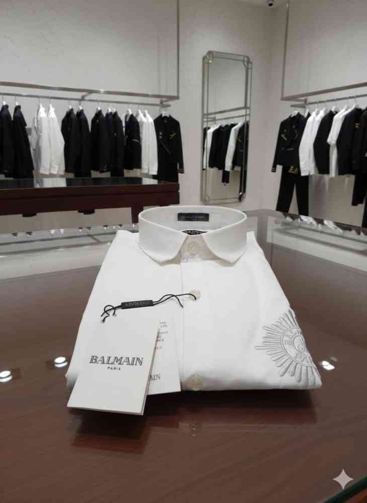 Balmain Embroidered White Premium Cotton Shirt-3