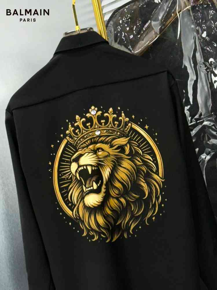 Balmain Embroidered Black Premium Cotton Shirt-thumb-2