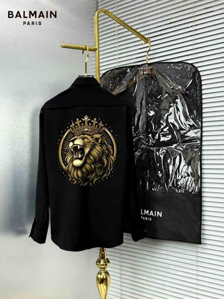 Balmain Embroidered Black Premium Cotton Shirt-thumb-1