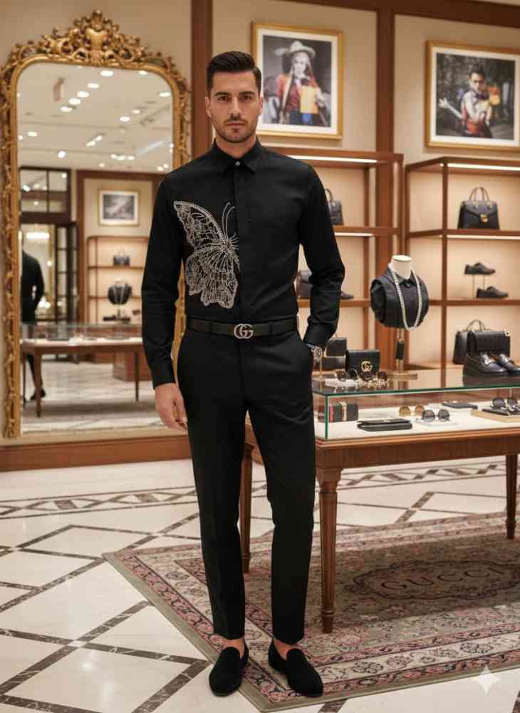 Gucci Black Premium Quality Cotton Shirt-thumb-1