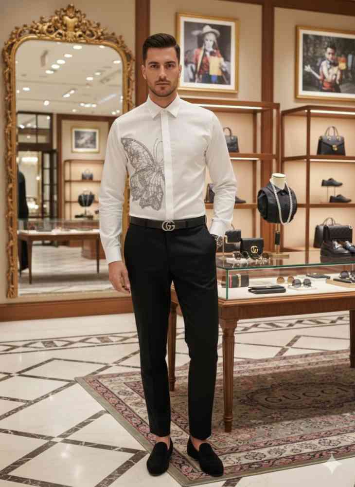 Gucci White Premium Quality Cotton Shirt-1