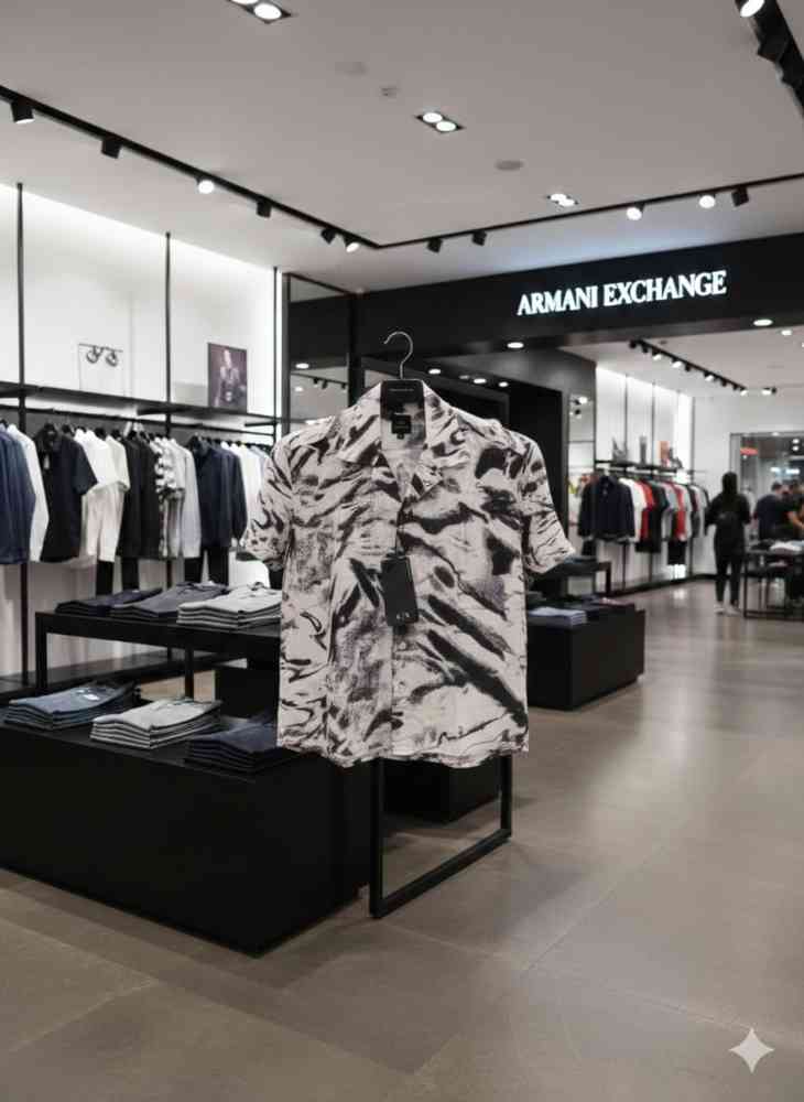 Armani Exchange Printed Premium Quality Short Sleeve Shirt-thumb-3