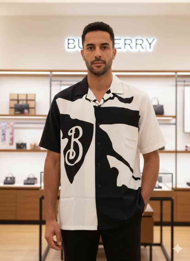 Burberry Printed Premium Quality Short Sleeve Shirt-thumb-1