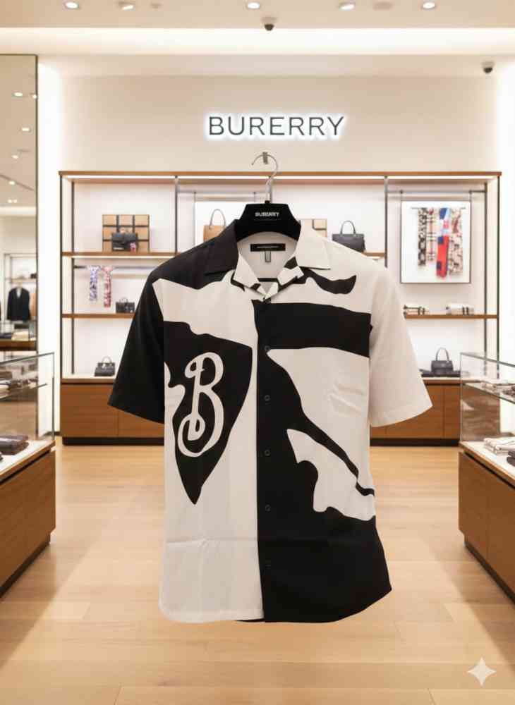 Burberry Printed Premium Quality Short Sleeve Shirt-thumb-3