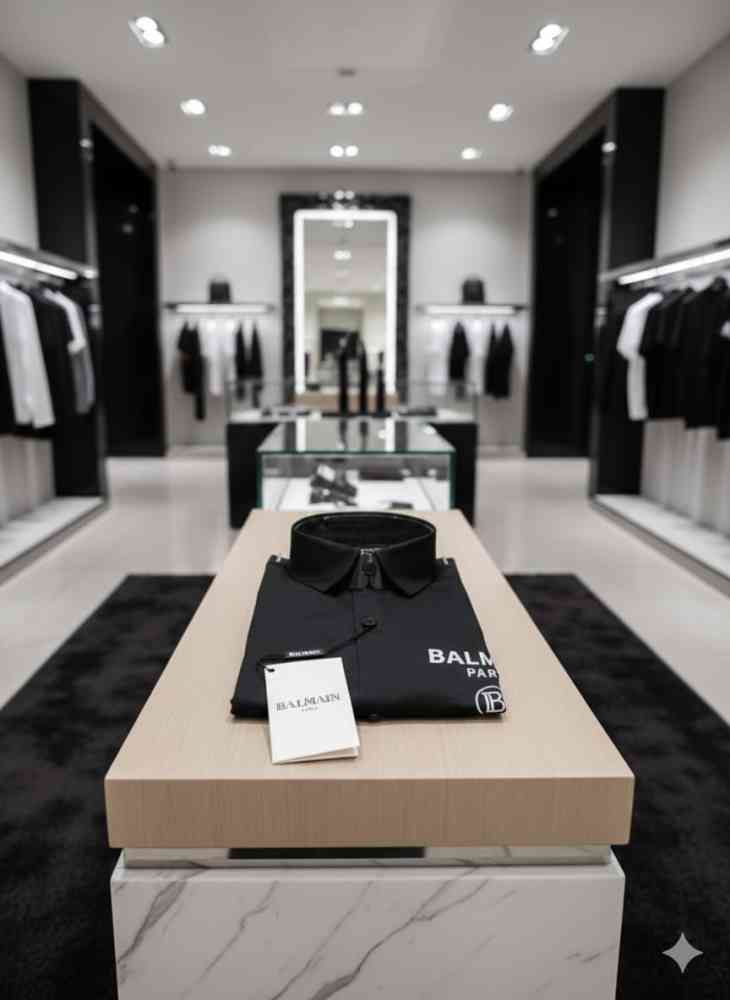 Balmain Embroidered Black Premium Cotton Shirt-2