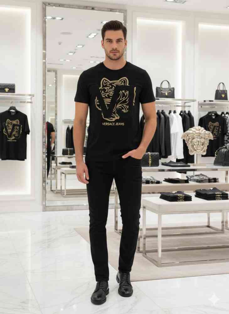 Versace Clubwear Black Premium Quality T-shirt-thumb-0