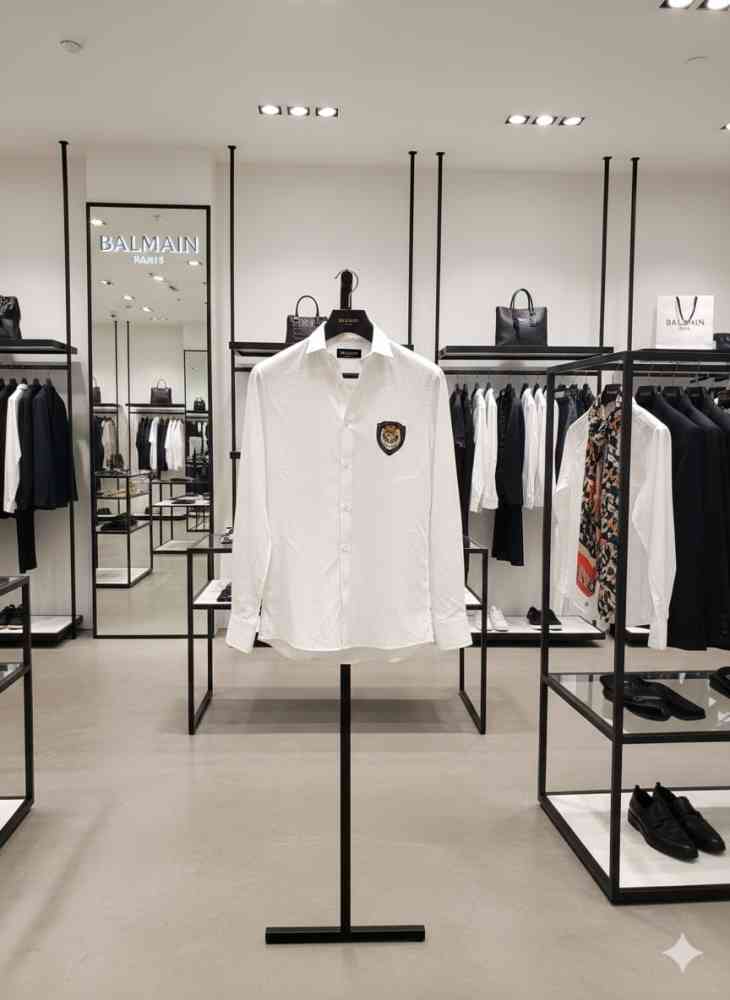 Balmain Embroidered White Premium Cotton Shirt-2