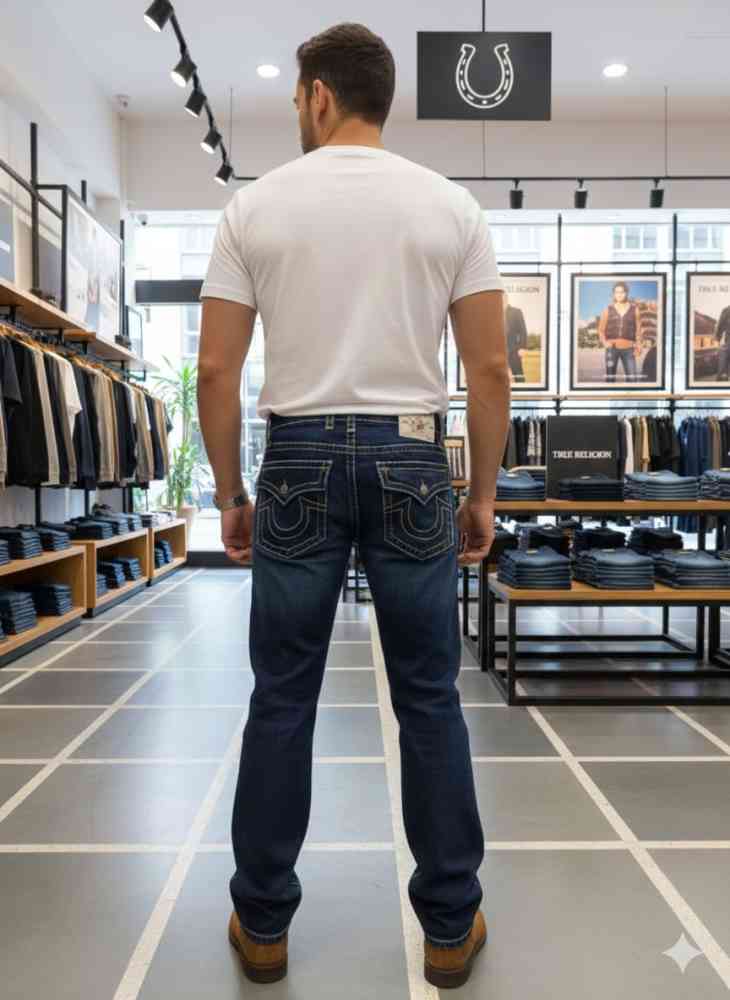 True Religion Dark Blue Premium Quality Denim Jeans-thumb-3