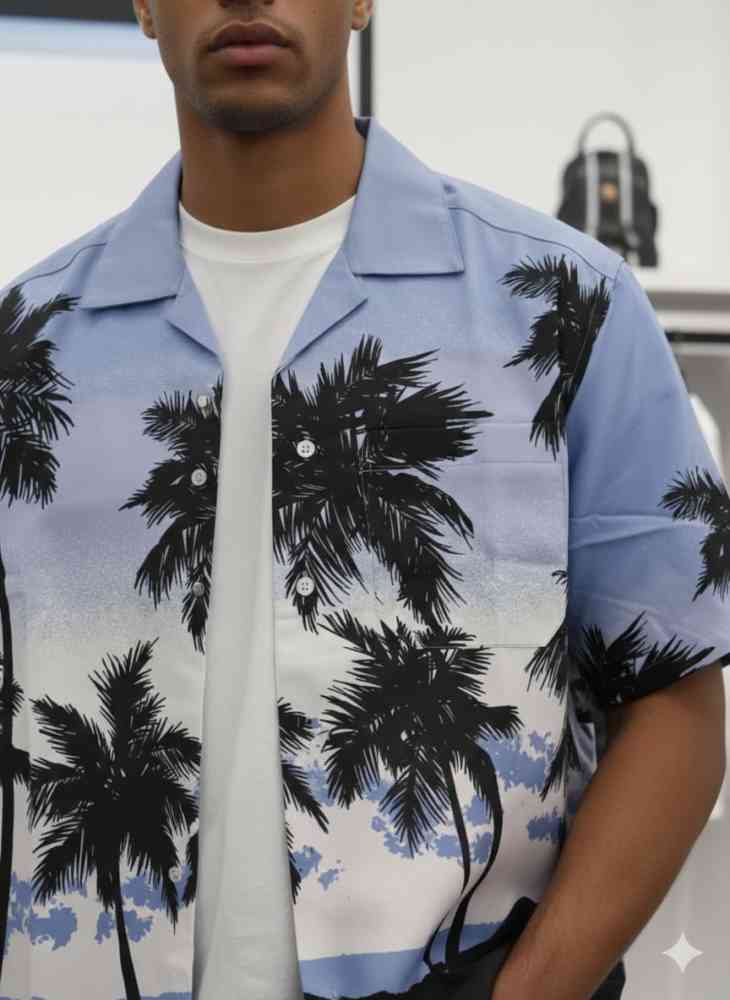 Palm Angel Printed Premium Quality Short Sleeve Shirt-thumb-1